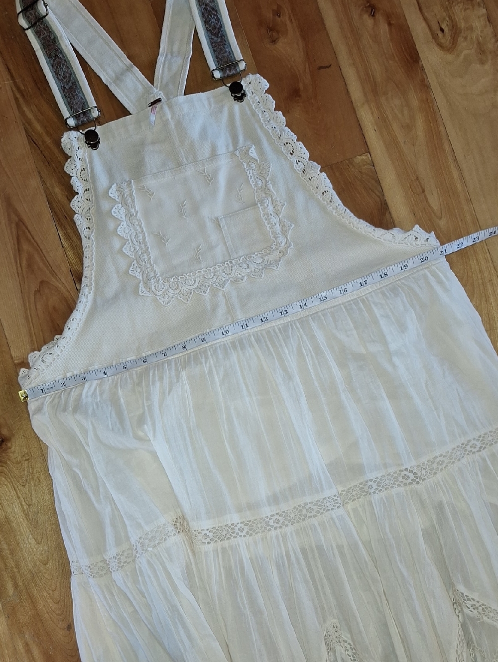 Free People Trails End Lace Crochet Vintage Overall Maxi Dress Skirtall XL - Picture 11 of 15